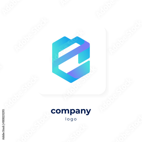 modern blue gradient shield logo