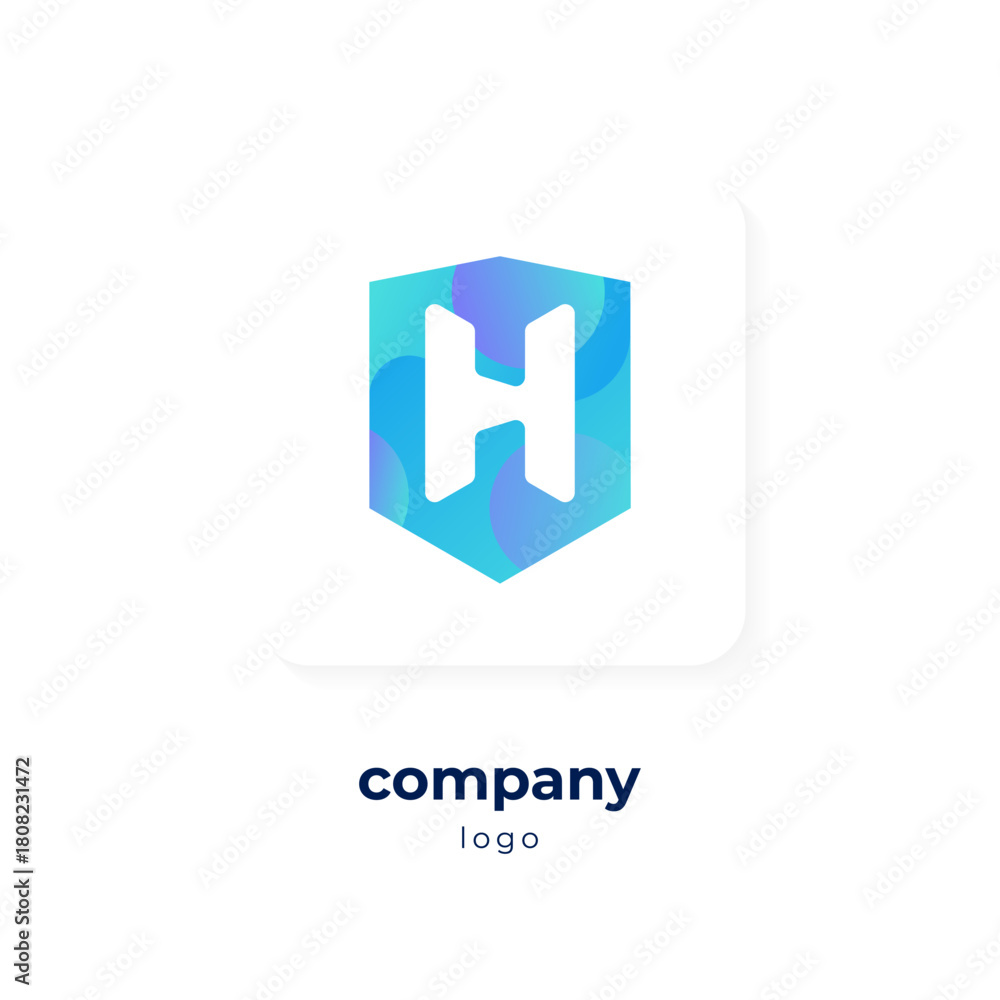 Fototapeta premium modern blue gradient shield logo