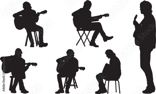 Acoustic Singer Songwriter with Guitar Silhouette Collection