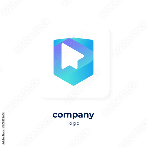 modern blue gradient shield logo