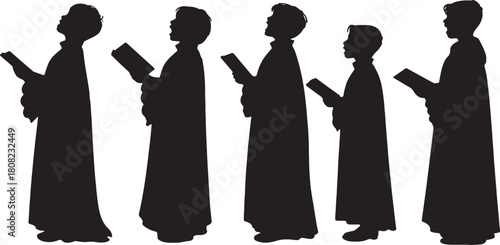 Angelic Child Chorister Silhouettes in Singing Choir