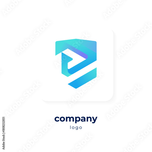 modern blue gradient shield logo