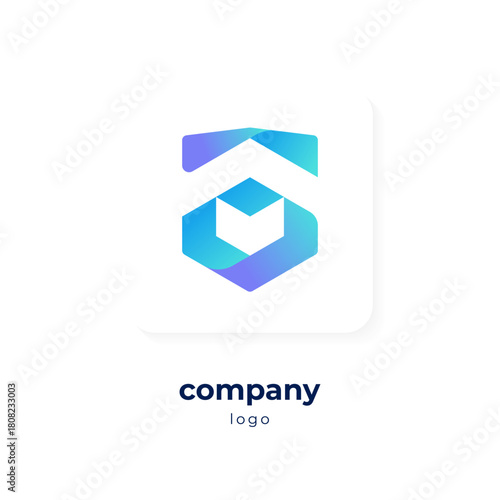 modern blue gradient shield logo