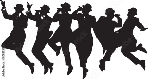 Barbershop Quartet Singing in Harmony Silhouette Group