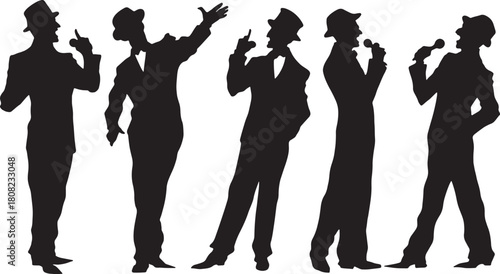 Barbershop Quartet Singing in Harmony Silhouette Group