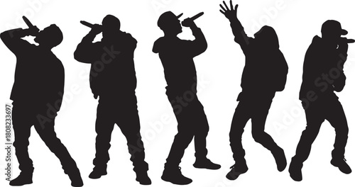 Beatboxer Performing with Microphone Silhouette Collection