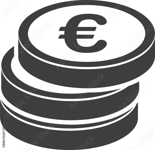 Euro Coins Stack Currency Symbol Representing European Union Pile Of Money Coins Economy Banking And Finance Vector Isolated On Transparent Background