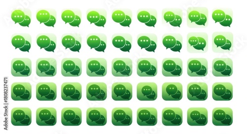 Rows of green jelly beans isolated on white background