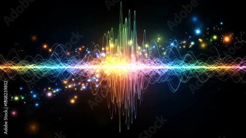 Wallpaper Mural Vibrant sound wave visualization with colorful light effects against a dark background Torontodigital.ca