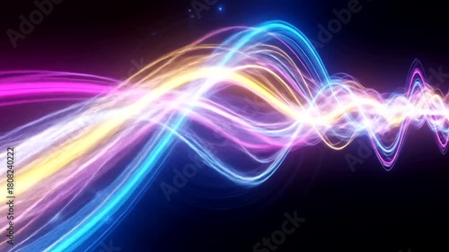 Wallpaper Mural Vibrant abstract light waves flowing in a dark space, creating a dynamic and colorful effect Torontodigital.ca