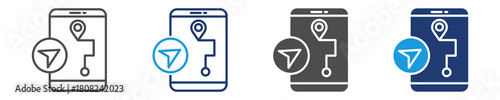 navigation apps icon set multiple style