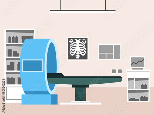 Medical MRI room n hospital. Hospital vector illustration. Flat illustration concept.