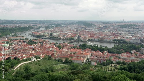 Wallpaper Mural Wide Panorama View Of Prague Cityscape With River, Red Tile Roofs And Vltava River - Czech Republic Torontodigital.ca