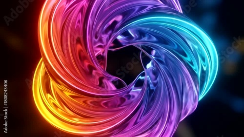 Wallpaper Mural Vibrant swirling abstract design with neon colors, creating a dynamic visual effect Torontodigital.ca