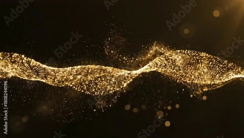 Wallpaper Mural Golden particles flowing in a wave-like motion on a dark background. Torontodigital.ca
