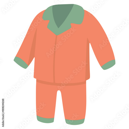 comfortable kid pajamas sleep wear flat color vector illustration template design