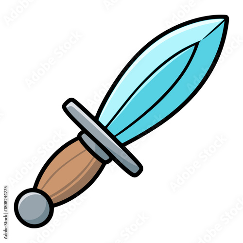 Steel knife weapon flat color vector illustration template design