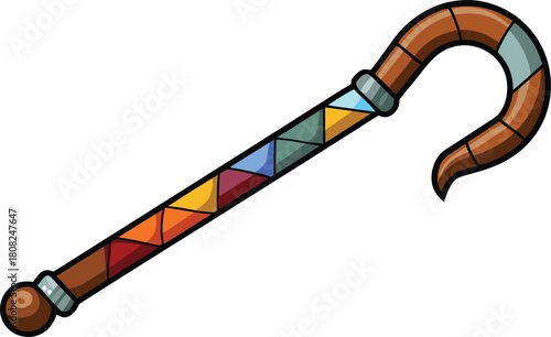 Cartoon illustration of a colorful ancient egyptian crook staff