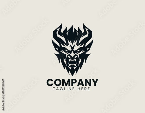 Aggressive devil black vector logo