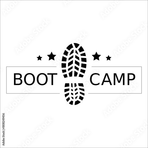 Motivational boot camp logo with bold footprint design