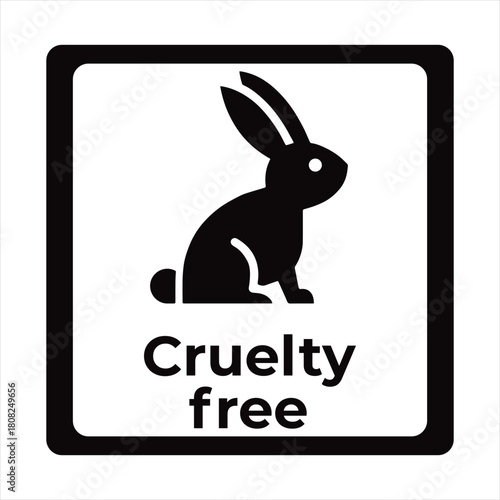 Cruelty free symbol with rabbit icon on white background