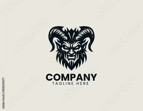 Aggressive devil black vector logo