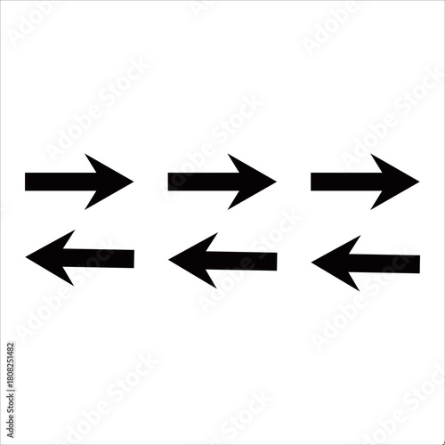 Symmetrical arrangement of forward and backward arrows indicating direction and movement.