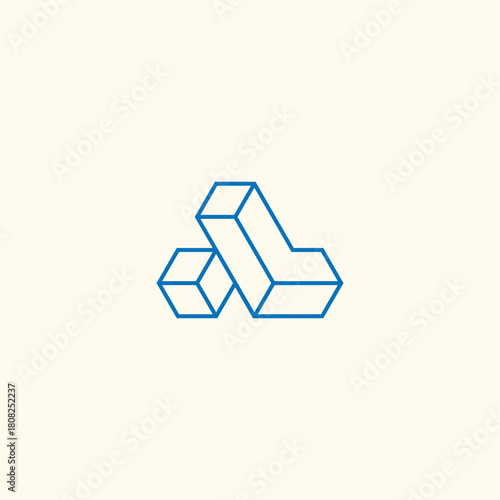 Initial AL 3d minimalist logo vector 