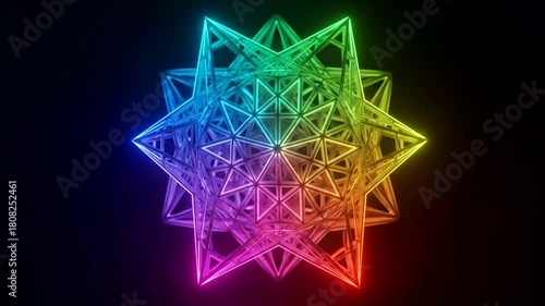 Wallpaper Mural Colorful geometric star shape with intricate patterns against a dark background, showcasing vibrant lighting Torontodigital.ca