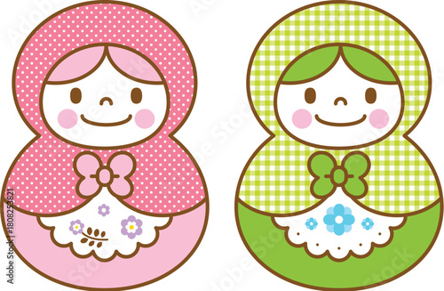 ロシアの民芸品 マトリョーシカ 人形のイラスト