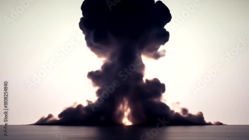 Wallpaper Mural Dramatic explosion cloud rising over calm ocean waters at sunset, reflecting light in the background Torontodigital.ca