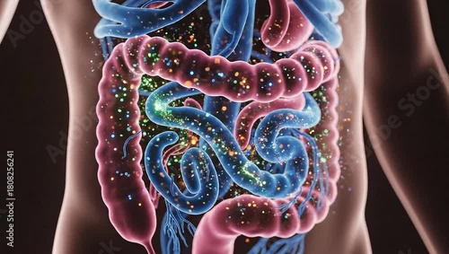Stunning 3D Illustration of the Human Digestive System with Intestines