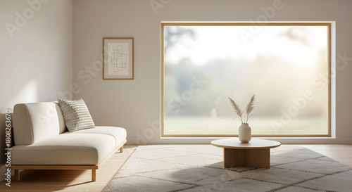 Cozy Minimalist Interior with Sunlight and Modern Furniture A Peaceful Living Space