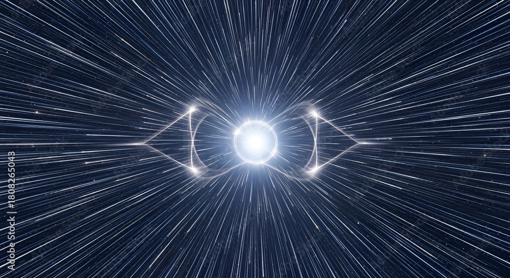 Obraz premium Abstract background with light trails emanating from a central glowing sphere