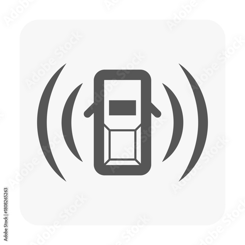 Automated Parking System: The image features a top-down view of a car surrounded by sound waves, symbolizing the innovative technology of an automated parking system.