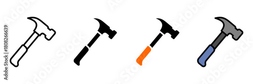 BUILDER'S TOOLS Icon Set Multiple Style Collection. Building Spoon, Hand Drill, Ruler Angle, Cutting Grinder, Bubble level tool, Hammer, Roskam Rask,