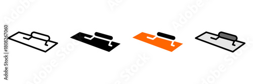 BUILDER'S TOOLS Icon Set Multiple Style Collection. Building Spoon, Hand Drill, Ruler Angle, Cutting Grinder, Bubble level tool, Hammer, Roskam Rask,