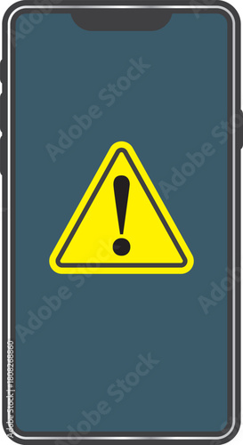 スマートフォンの画面に表示された警告マーク