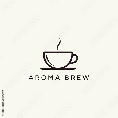 Minimalist coffee cup logo design with steam, ideal for coffee shops and brands.