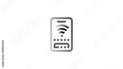 Print Mobile Connectivity Ticket Payment Icon Grayscale Gradient Vector illustration