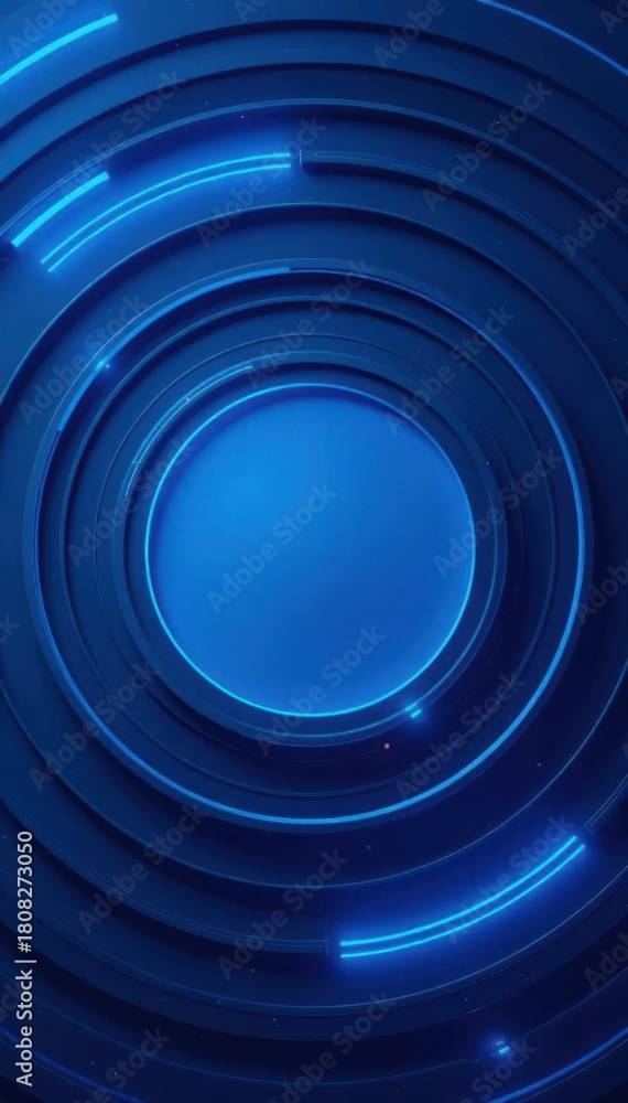 Obraz premium Abstract blue circular pattern, simple geometric lines, futuristic tech design , header, geometric, illustration