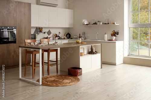 Modern kitchen interior wit...