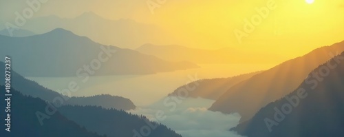 Gentle ombre, gray to yellow; cool & warm tones merge subtly , illustration, color