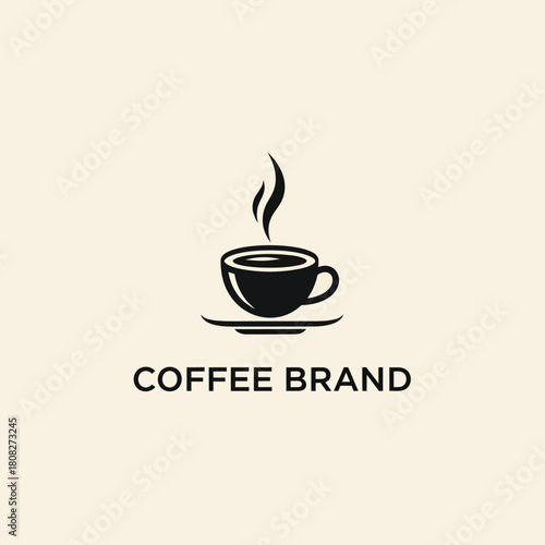 Elegant Coffee Cup Logo Design with Steaming Coffee for Coffee Brand.
