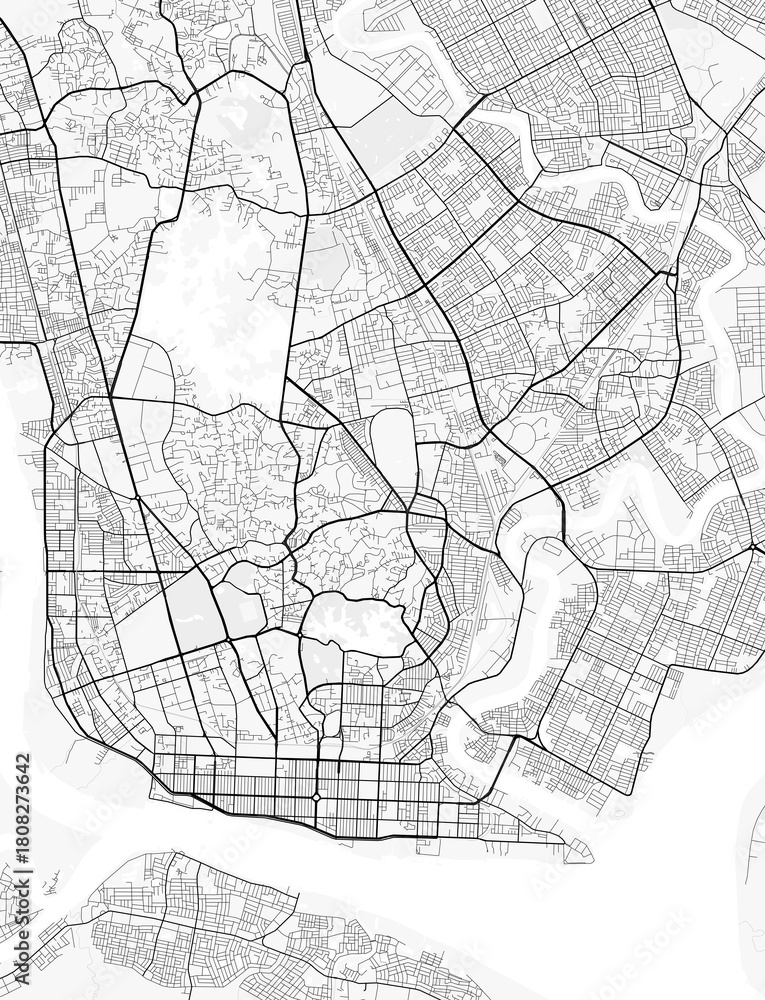 Fototapeta premium Yangon City Map. Minimalist black and white line art poster for printing, wallpaper, wall art, and map resources for home and office decor