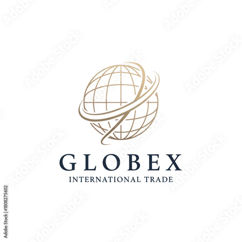 Globex International Trade Logo Featuring a Stylized Globe with an Orbiting Ring.