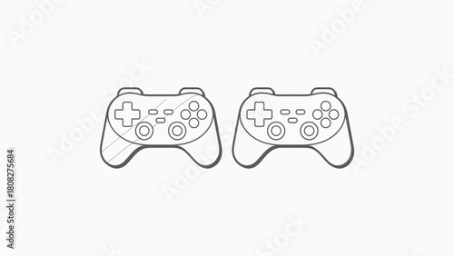 Print Two Line Art Game Controllers Thin Vector illustration