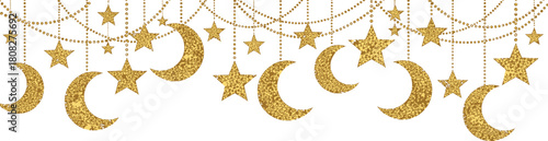 Celestial Garland Golden Stars and Moons Hanging Decoration