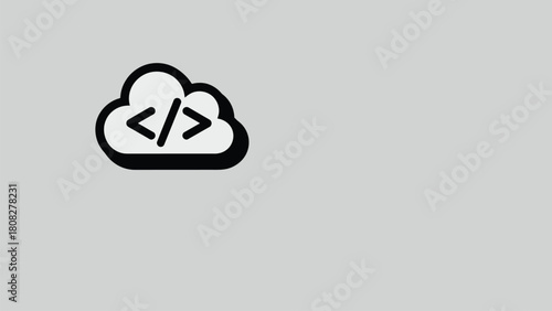 Print Cloud Coding Symbol for Web Development and Software Tools Vector illustration