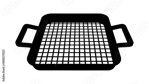 Vector illustration of empty grill pan or baking rack for cooking and barbecue, kitchenware, isolated on transparent background 